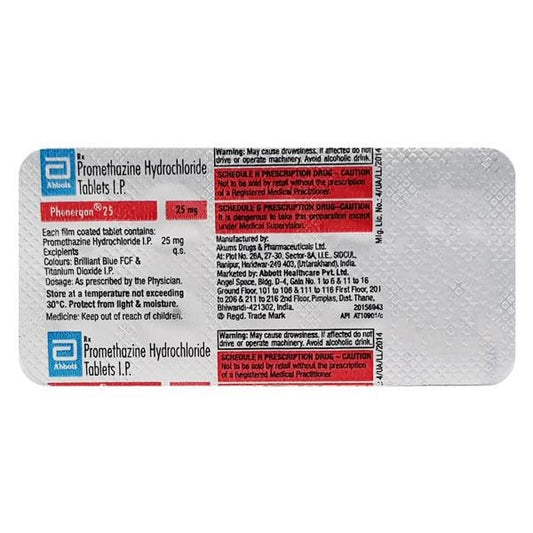 Phenergan 25mg Tablet 10'S - Global Surgicals
