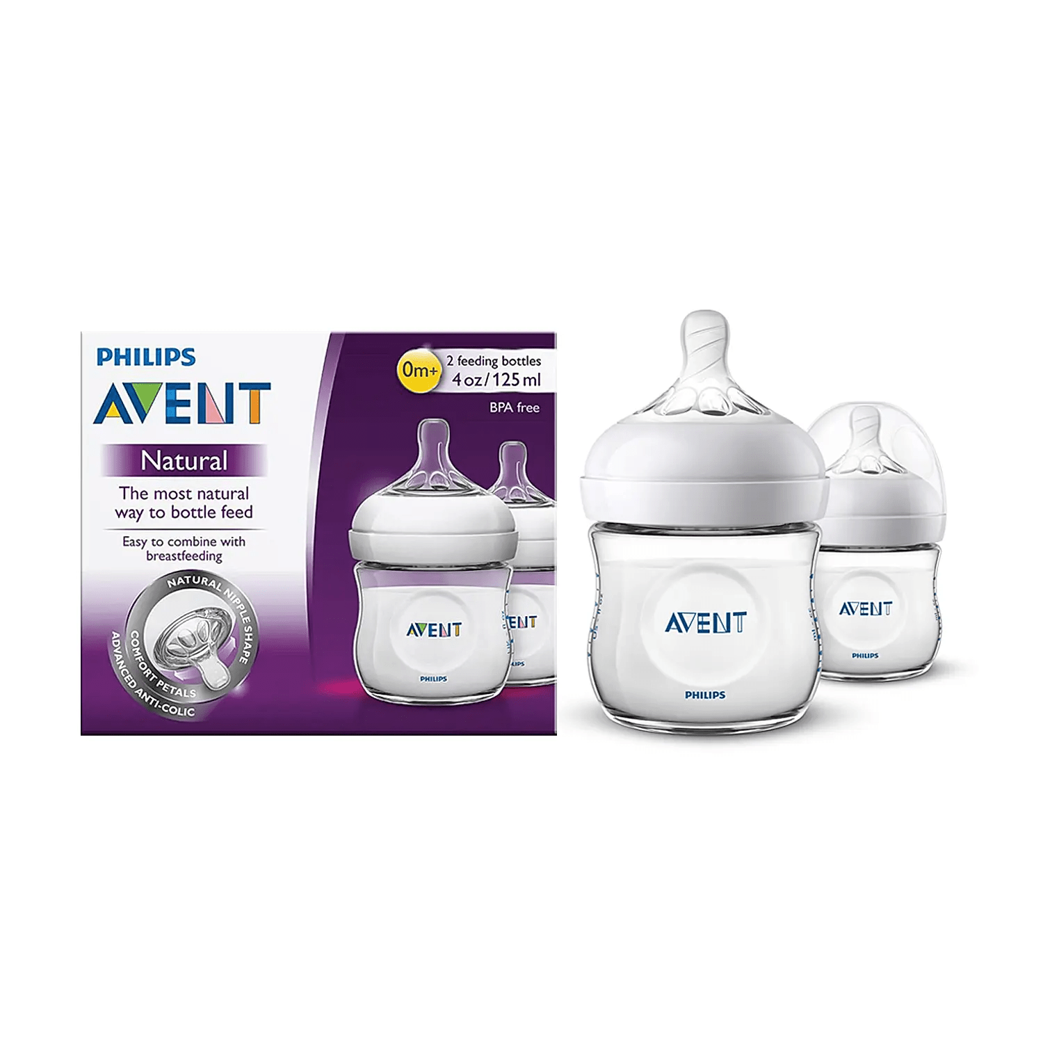 PHILIPS AVENT Natural SCF030/20 125ml (2 Pc/Pack) Baby Bottle - Global Surgicals