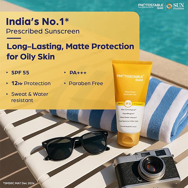 Photostable Gold SPF 55 PA +++ Matte Finish Sunscreen Gel 50gm - Global Surgicals