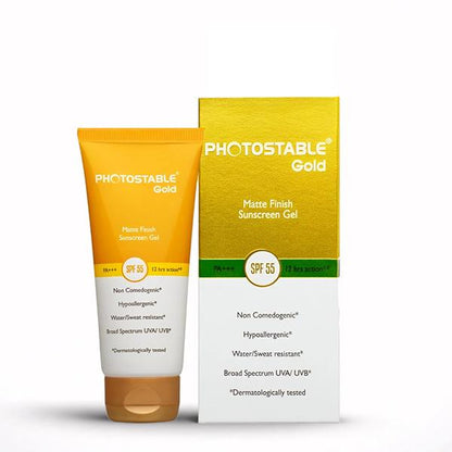 Photostable Gold SPF 55 PA +++ Matte Finish Sunscreen Gel 50gm - Global Surgicals