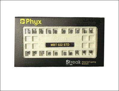 Phyx Streak Metal Orthodontic MBT 022 Self - Ligating Brackets - Global Surgicals