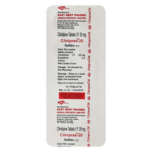 Cilnipres 20mg Tablet 10'S