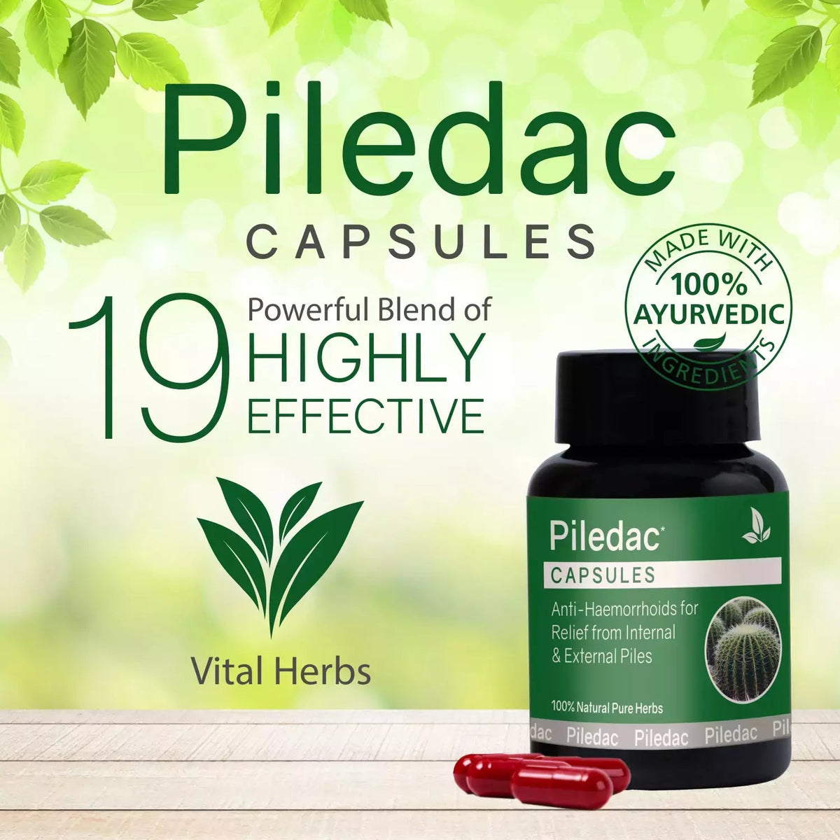 Piledac Capsules (30 Caps) – Ayurvedic Piles Care & Pain Relief | 100% Natural, Pack of 1 - Global Surgicals
