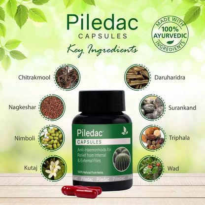 Piledac Capsules (30 Caps) – Ayurvedic Piles Care & Pain Relief | 100% Natural, Pack of 1 - Global Surgicals
