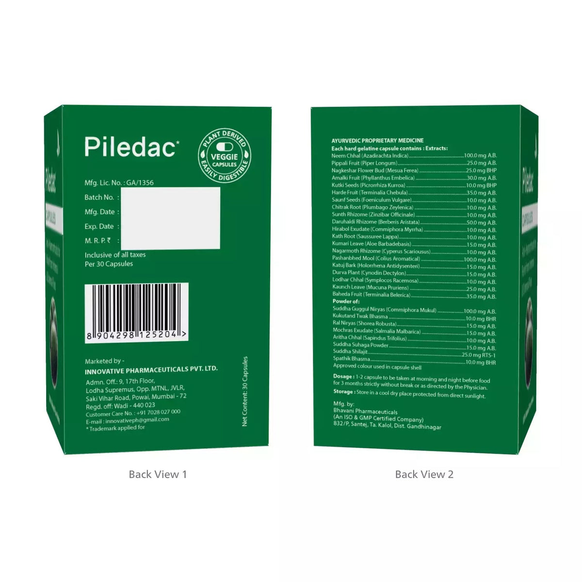 Piledac Capsules (30 Caps) – Ayurvedic Piles Care & Pain Relief | 100% Natural, Pack of 1 - Global Surgicals