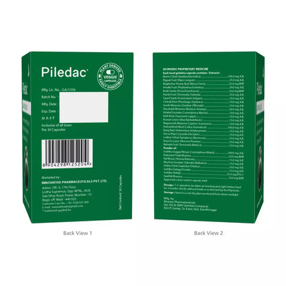 Piledac Capsules (30 Caps) – Ayurvedic Piles Care & Pain Relief | 100% Natural, Pack of 1 - Global Surgicals