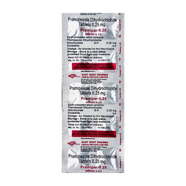 Pramipar 0.25mg Tablet 10'S - Global Surgicals