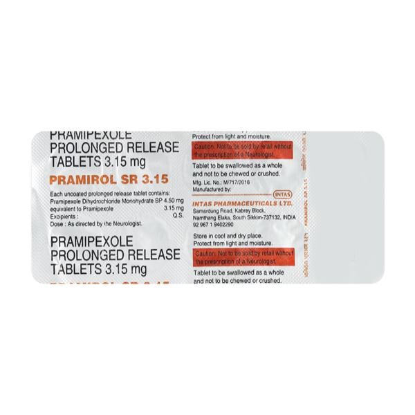 Pramirol SR 3.15mg Tablet 10'S - Global Surgicals