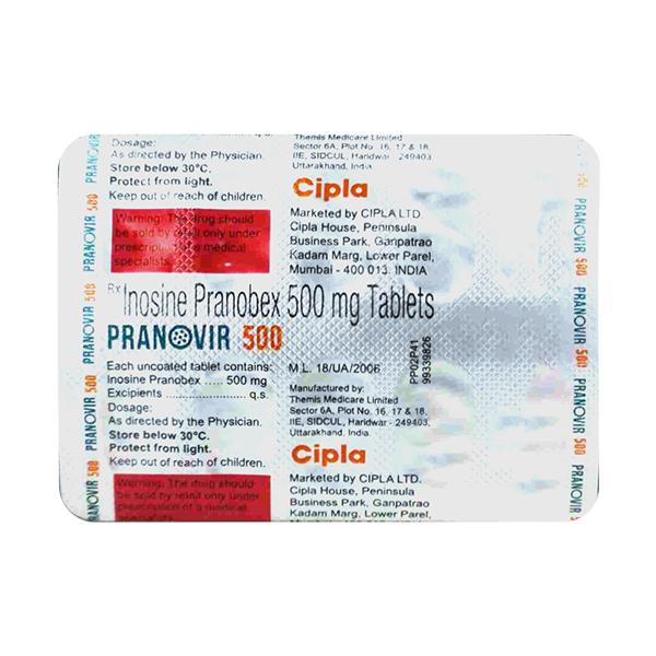 PRANOVIR 500 Tablet 10's - Global Surgicals