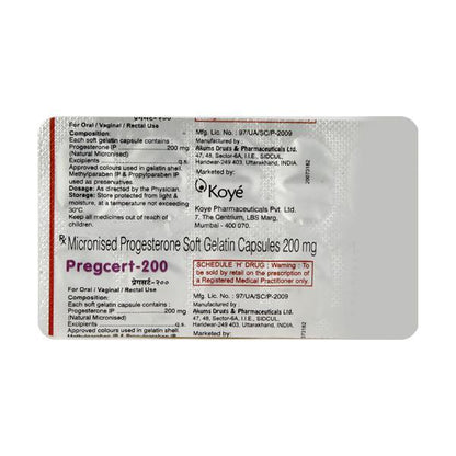 Pregcert 200mg Capsule 10'S - Global Surgicals