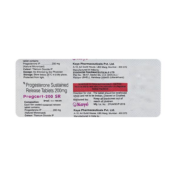 Pregcert SR 200mg Tablet 10'S - Global Surgicals
