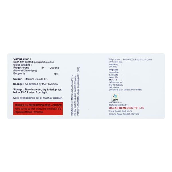PROGEST SR 200 Tablet 10's - Global Surgicals