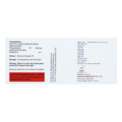 PROGEST SR 200 Tablet 10's - Global Surgicals