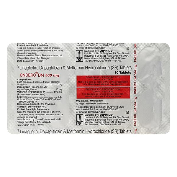 ONDERO DM 500mg Tablet 10's