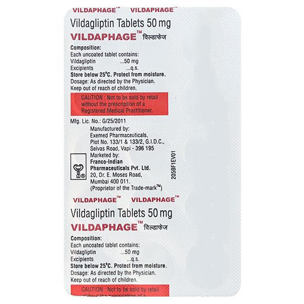 VILDAPHAGE 50mg Tablet 15's