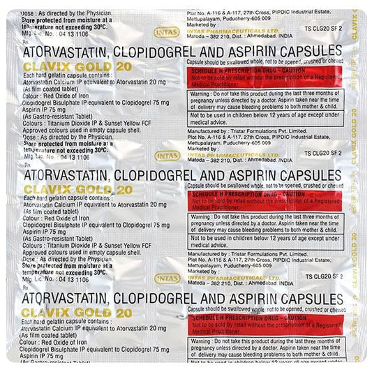 Clavix Gold 20mg Capsule 15'S