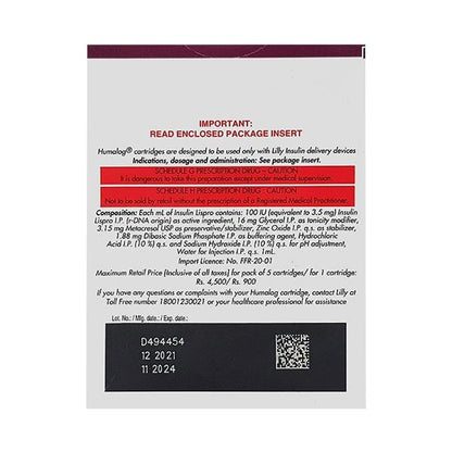 Humalog 100IU Cartridge 1X3ml