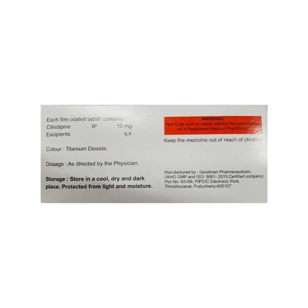 CILNIRON 10mg Tablet 10's