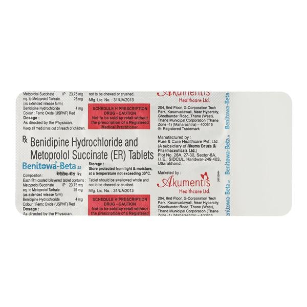 Benitowa Beta 25mg Tablet 10'S