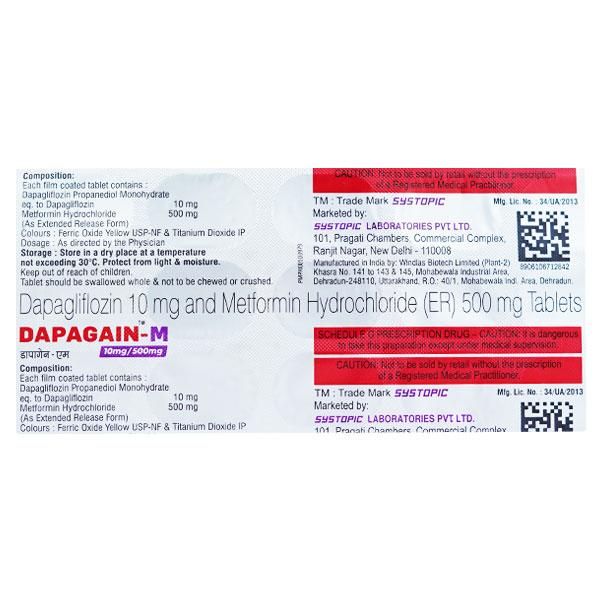 DAPAGAIN M 10/500 Tablet 15's