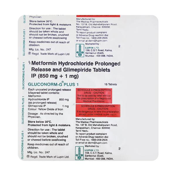 GLUCONORM G PLUS 1mg Tablet 15's