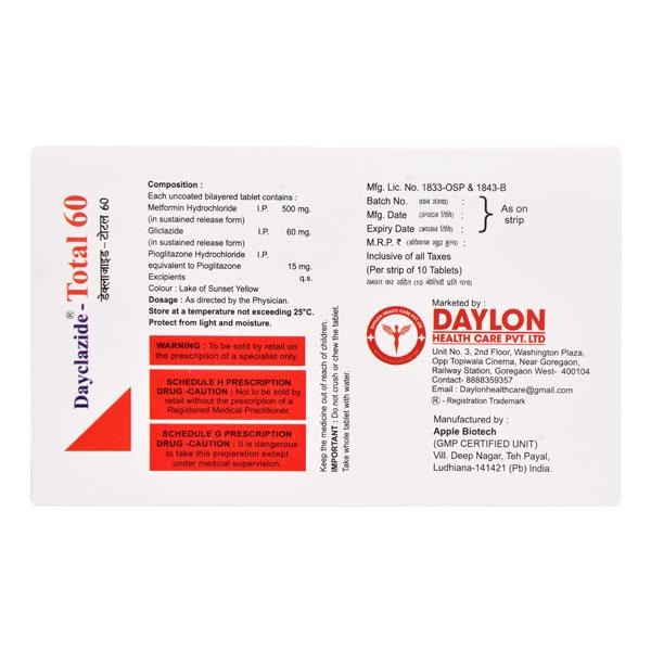 DAYCLAZIDE TOTAL 60 Tablet 10's