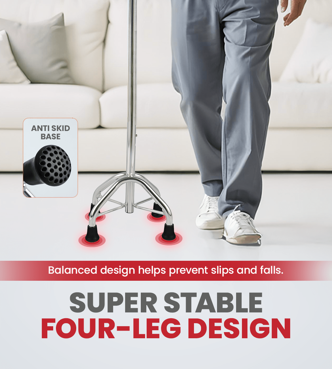 Quadbase Flex Walking Stick - Global Surgicals