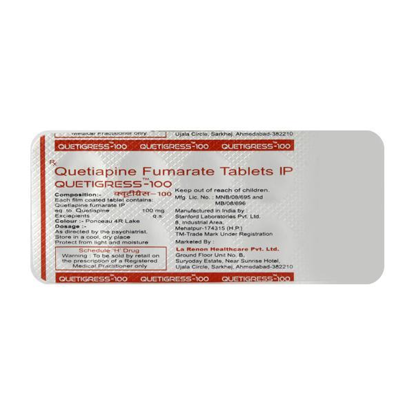 Quetigress 100mg Tablet 10'S - Global Surgicals