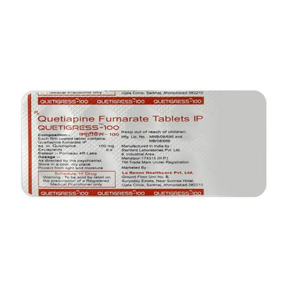 Quetigress 100mg Tablet 10'S - Global Surgicals