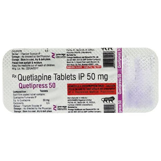 QUETIPRESS 50 Tablet 10's - Global Surgicals