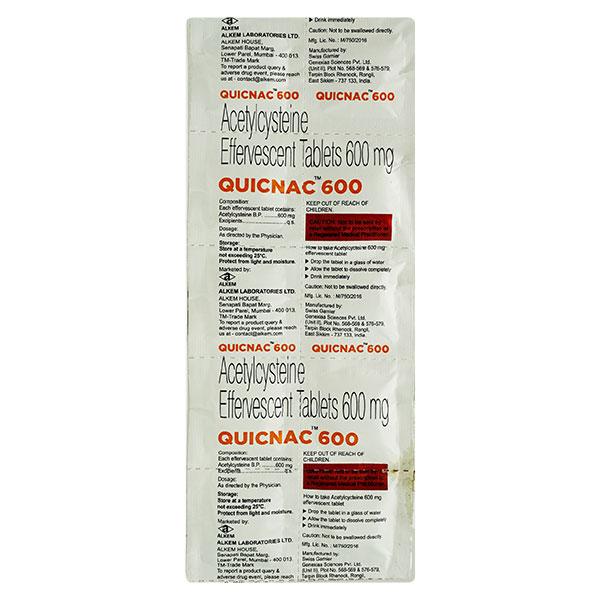 QUICNAC 600 SUGAR FREE ORANGE FLAVOUR Effervescent Tablet 10's - Global Surgicals
