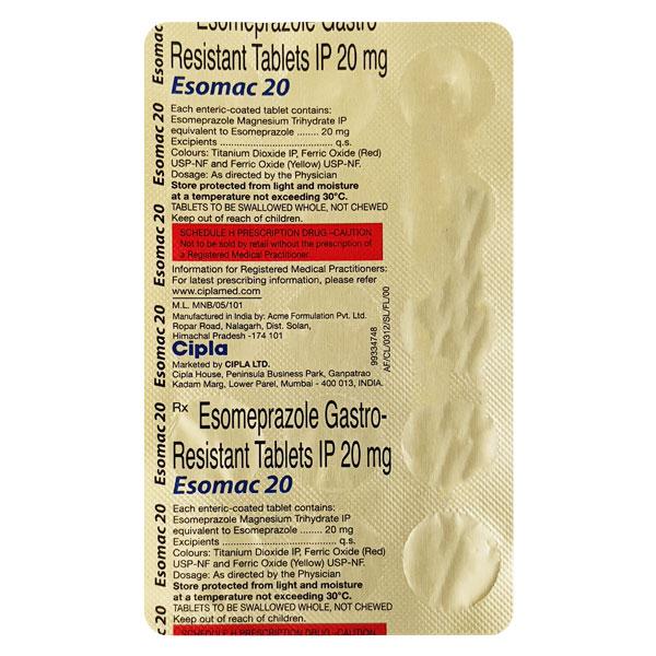 Esomac 20mg Tablet 15'S