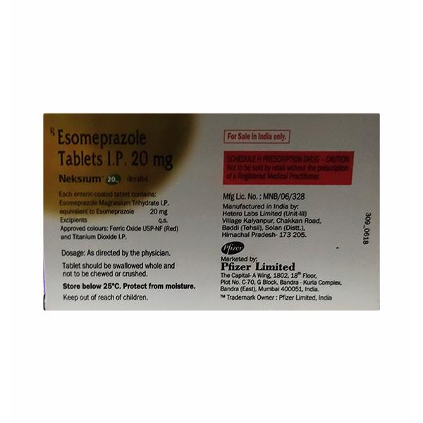 Neksium 20mg Tablet 10'S