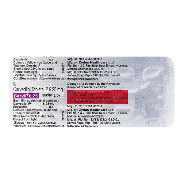 Carvil 6.25mg Tablet 10'S