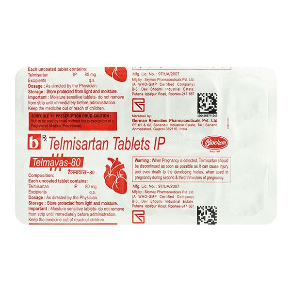 Telmavas 80Mg Tablet 10's