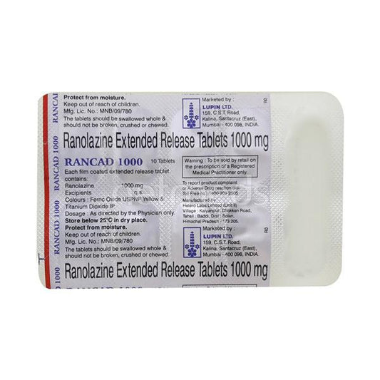 Rancad 1000mg Tablet 10'S - Global Surgicals