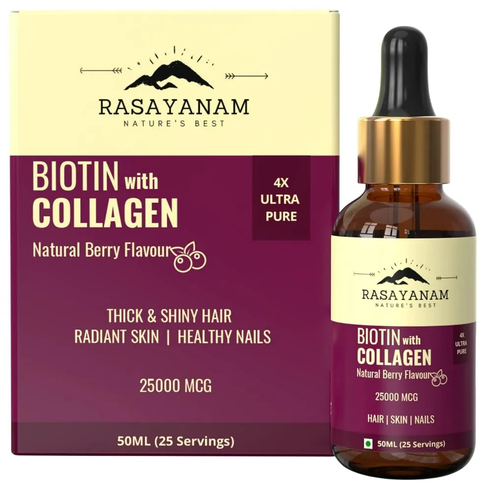 Rasayanam Biotin & Collagen 25000mcg Berry Flavour Liquid, 50 ml