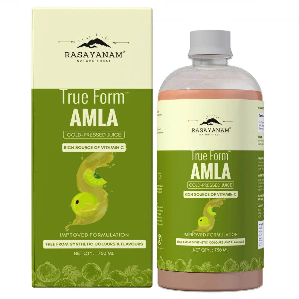 Rasayanam Pure Amla Juice for Healthy Hair & Skin , 750 ml | Cold Pressed & Rich in Vitamin C