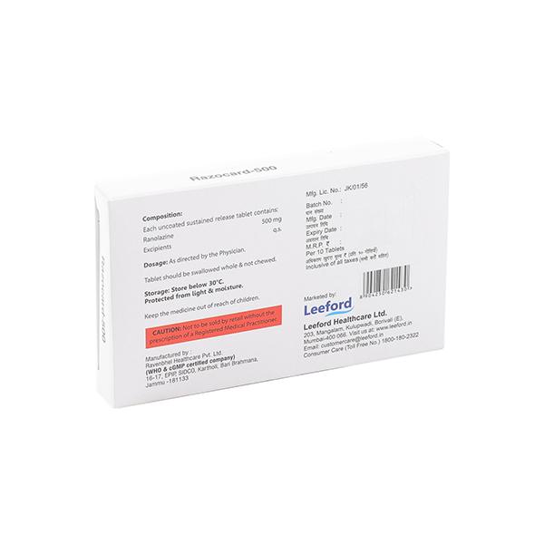 RAZOCARD 500 Tablet 10's - Global Surgicals