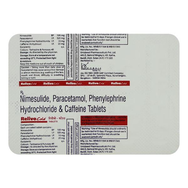 RELIVO COLD Tablet 10's - Global Surgicals
