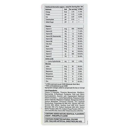 RENERVE TOTAL SUGAR FREE PINEAPPLE FLAVOUR Syrup 200ml - Global Surgicals