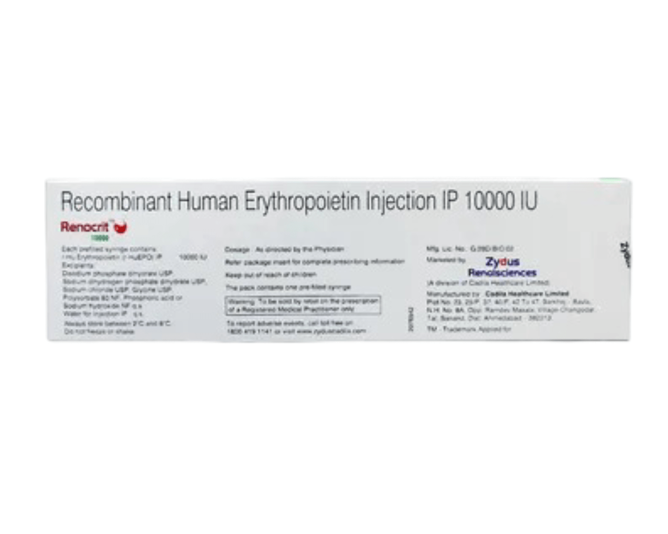 Renocrit 10000lu Injection - Global Surgicals