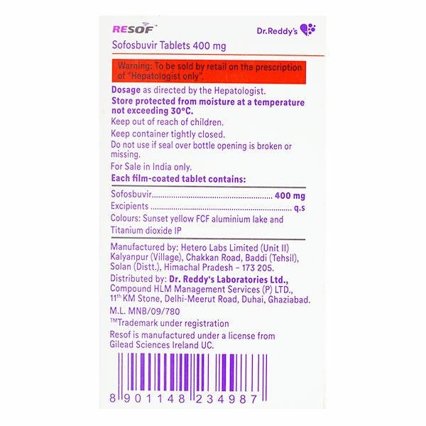 Resof 400mg Tablet 28'S - Global Surgicals