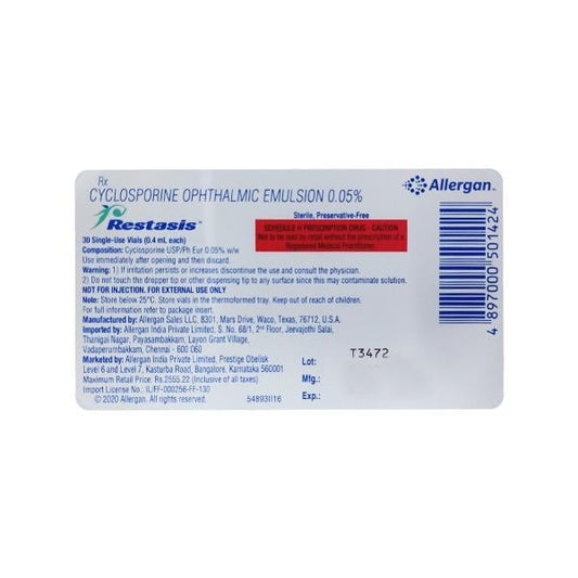 RESTASIS OPHTHALMIC Emulsion 30X0.4ml - Global Surgicals