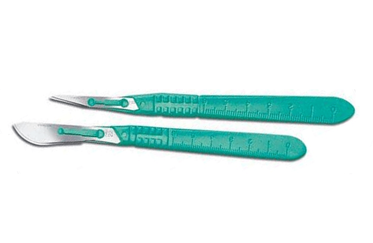 Ribbel Disposable Scalpel Sterile Stainless Steel Surgical Blade with Plastic Handle - Global Surgicals