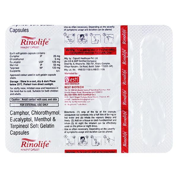 RINOLIFE INHALANT Capsule 10's - Global Surgicals