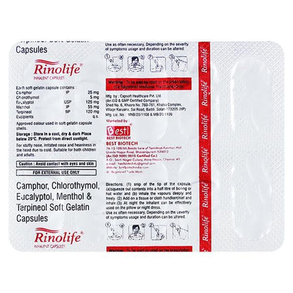 RINOLIFE INHALANT Capsule 10's - Global Surgicals