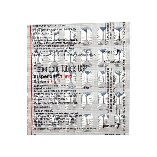 Risperdal 1mg Tablet 30'S - Global Surgicals