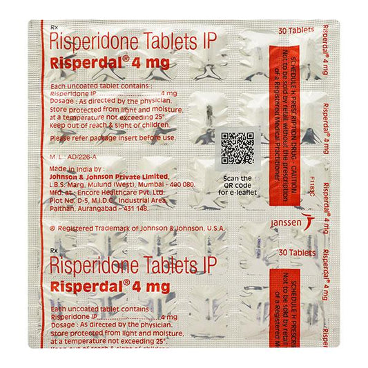 Risperdal 4mg Tablet 30'S - Global Surgicals