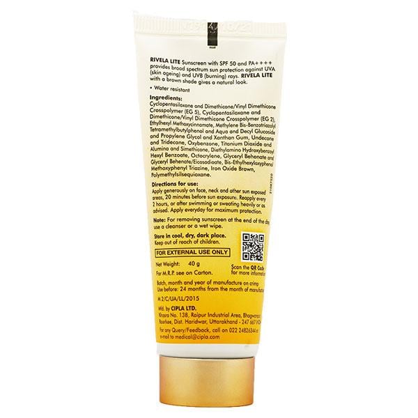 RIVELA LITE BRONZE SPF 50 PA++++ Sunscreen 40gm - Global Surgicals
